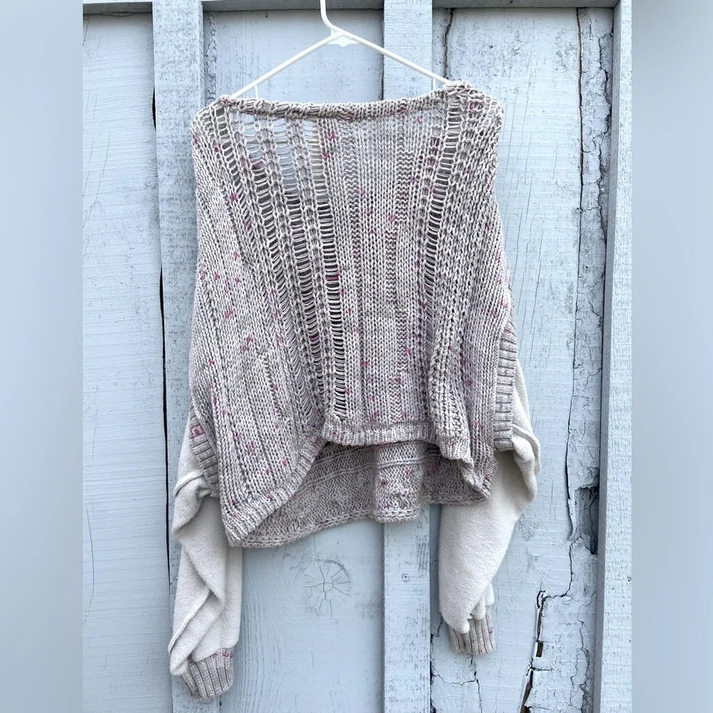 Free People Honey Cable Pullover Sweater in Shell White Combo